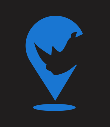 GameSurv project — wildlife census application logo, a rhino silhouette inside a location pin